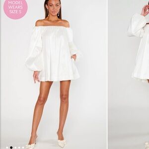 Show Me Your MuMu White Off-Shoulder Mini Dress with Balloon Sleeves